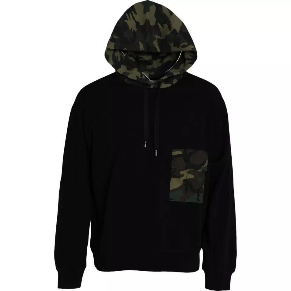 Dolce &amp; Gabbana Black Camouflage Hooded Sweatshirt