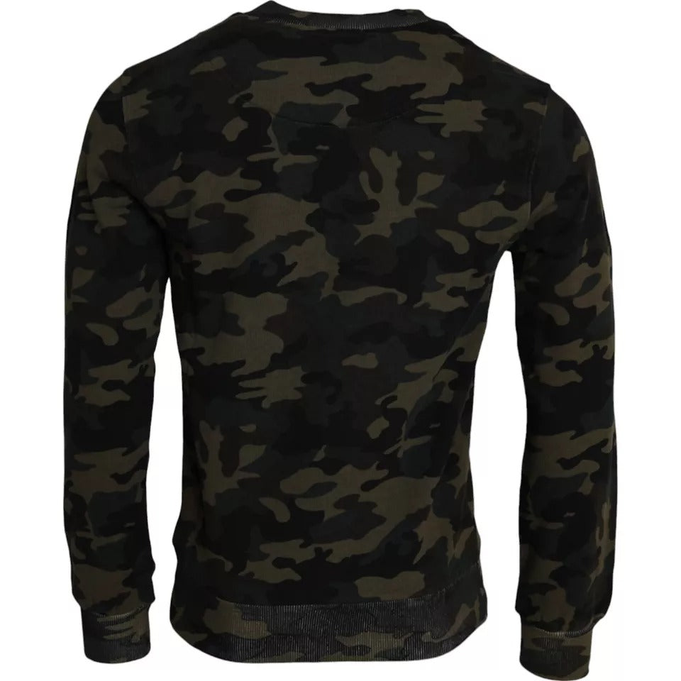 Dolce &amp; Gabbana Black Camouflage Crew Neck Sweater