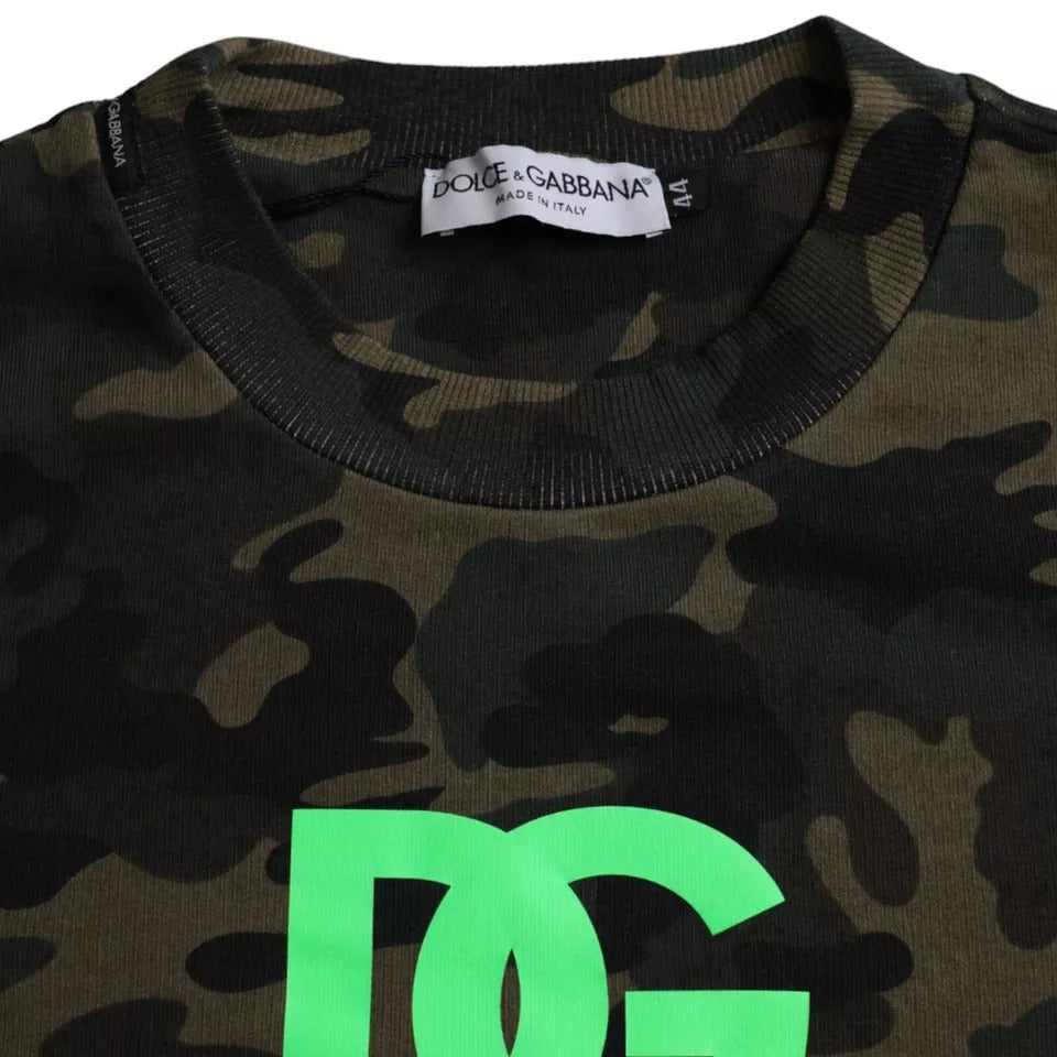 Dolce &amp; Gabbana Black Camouflage Crew Neck Sweater