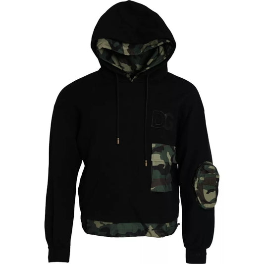 Dolce & Gabbana Schwarzes Kapuzen-Sweatshirt mit Camouflage