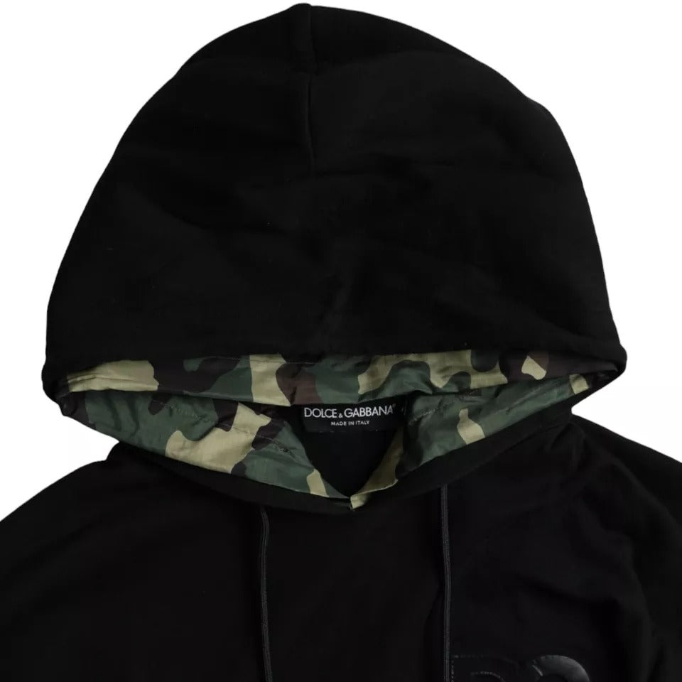 Dolce &amp; Gabbana Black Camouflage Hooded Sweatshirt