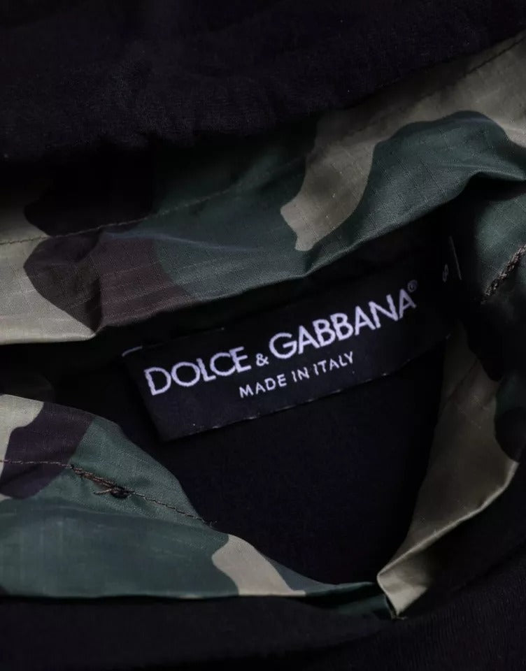 Dolce &amp; Gabbana Black Camouflage Hooded Sweatshirt