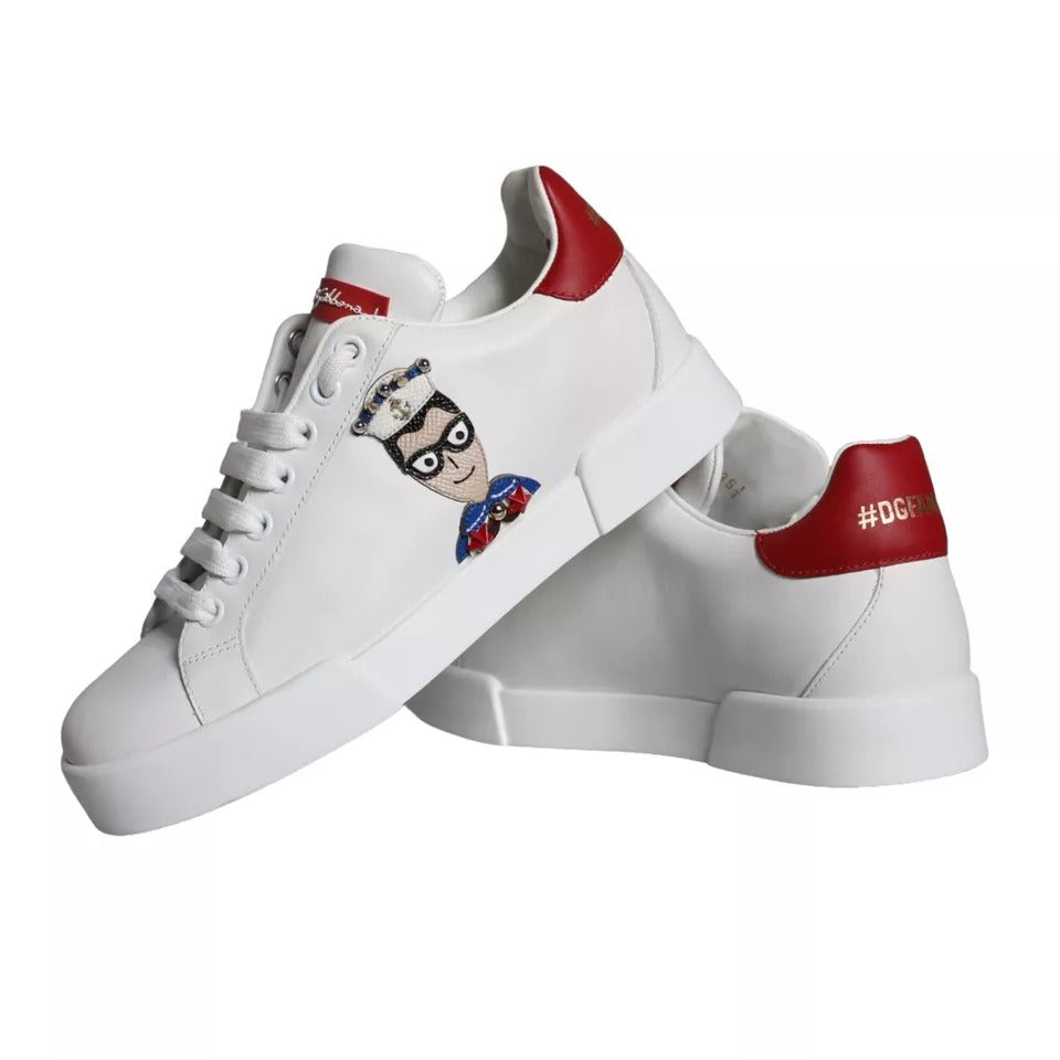 Dolce &amp; Gabbana White Patch Calfskin Nappa Portofino Sneakers Shoes