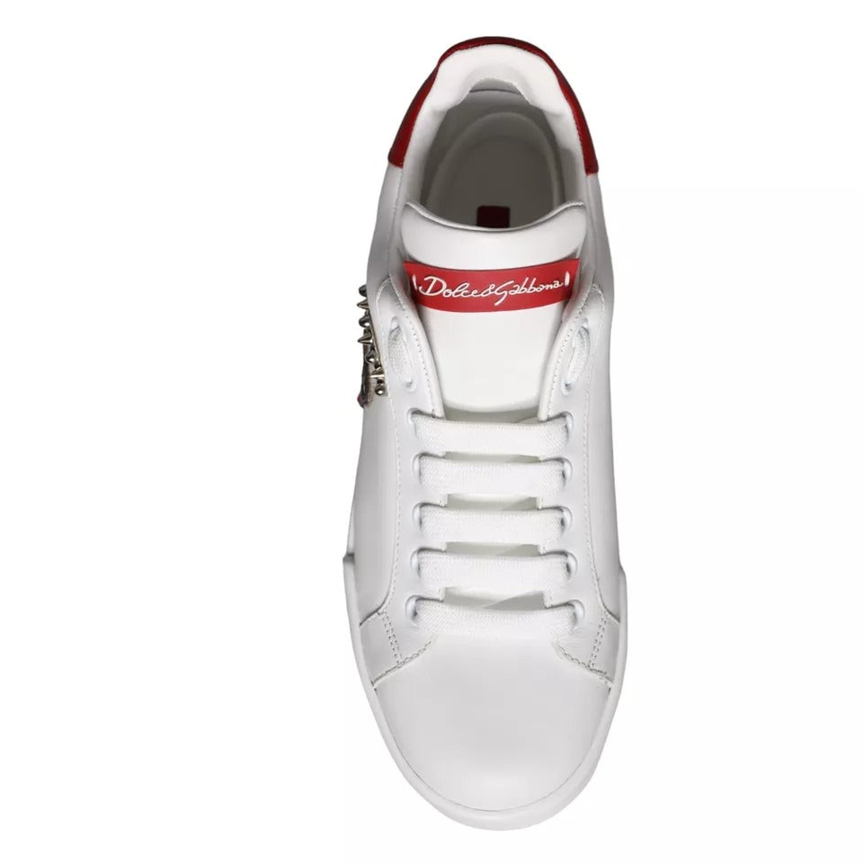 Dolce &amp; Gabbana White Patch Calfskin Nappa Portofino Sneakers Shoes