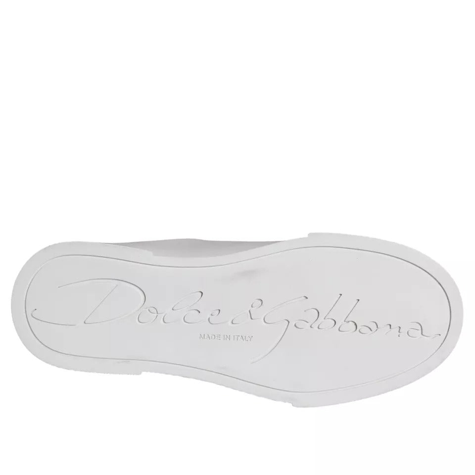 Dolce &amp; Gabbana White Patch Calfskin Nappa Portofino Sneakers Shoes