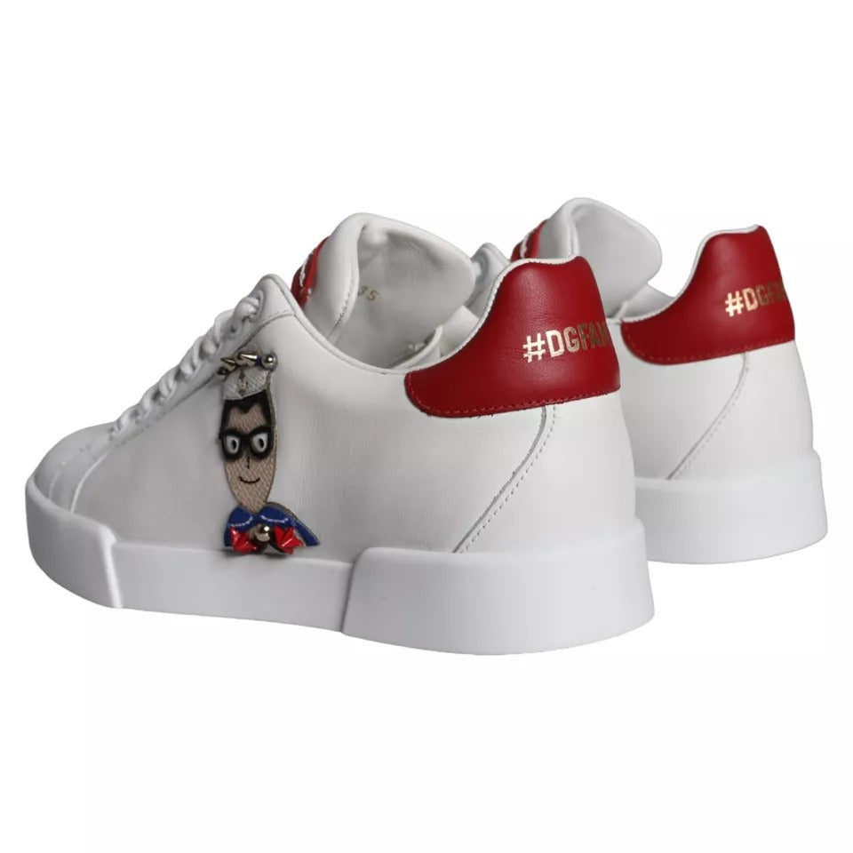 Dolce &amp; Gabbana White Patch Calfskin Nappa Portofino Sneakers Shoes