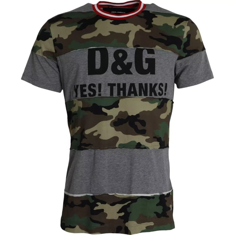 Dolce &amp; Gabbana Multicolor Camouflage Cotton Round Neck Men's T-shirt