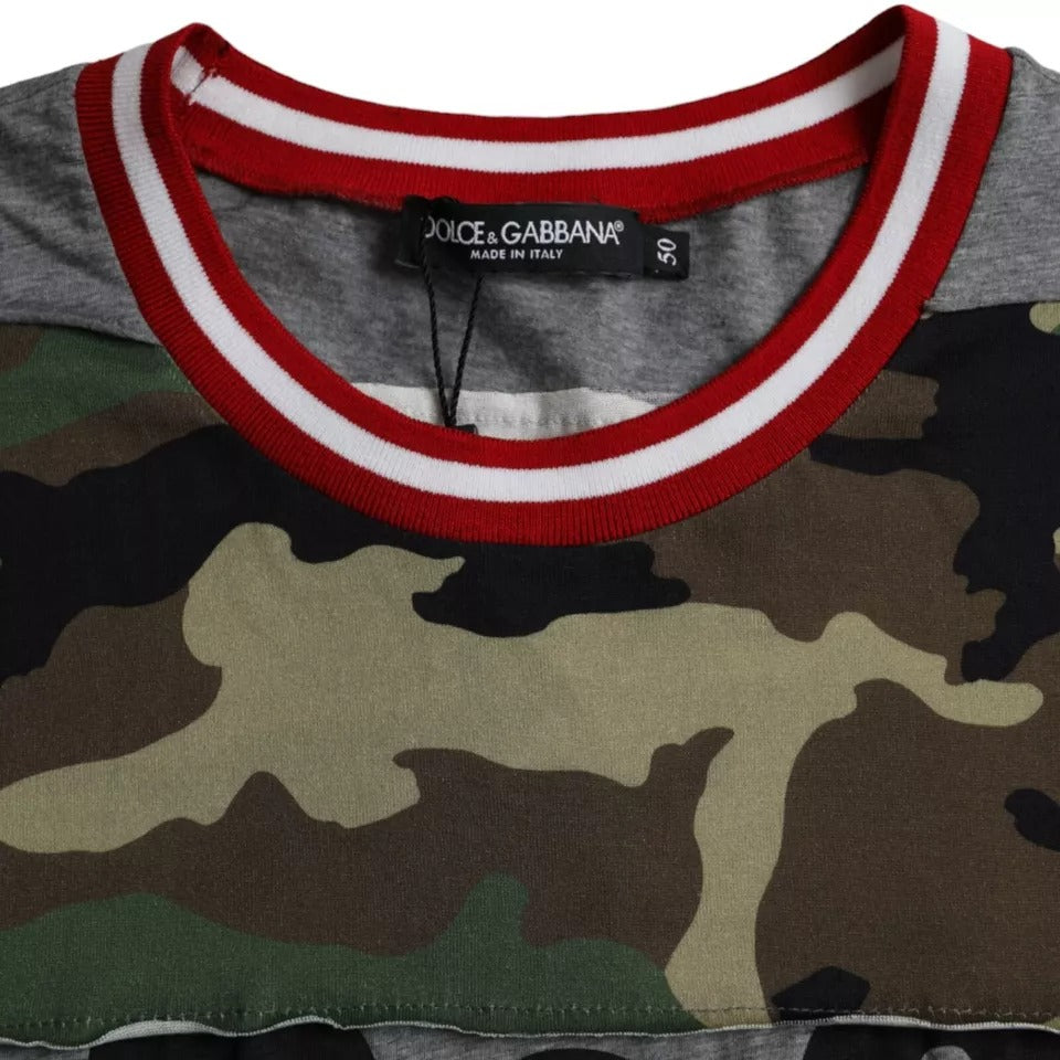 Dolce &amp; Gabbana Multicolor Camouflage Cotton Round Neck Men's T-shirt