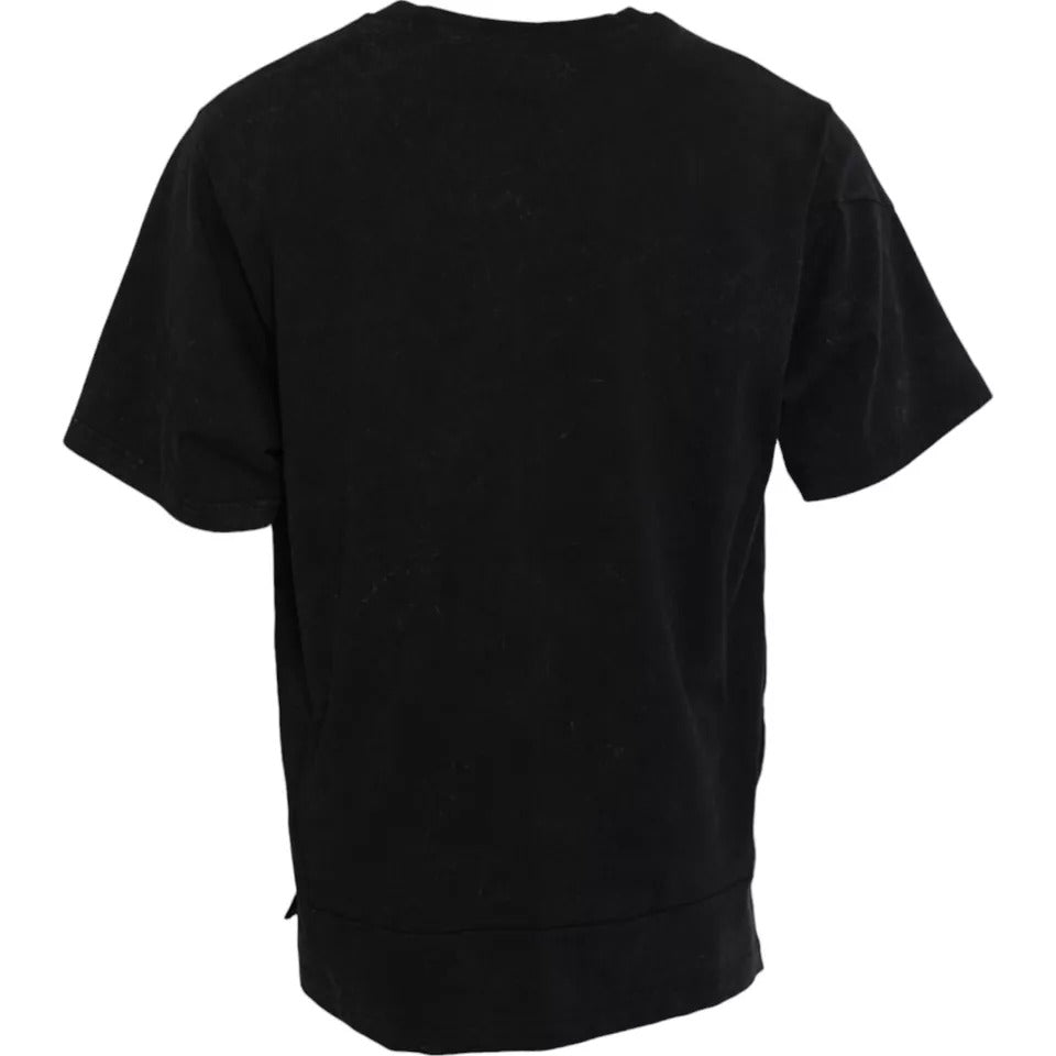 Dolce &amp; Gabbana Black cotton crew neck T-shirt with graphic print