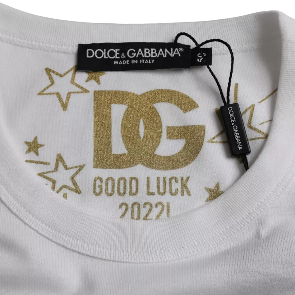 Dolce &amp; Gabbana White cotton round neck short sleeve t-shirt