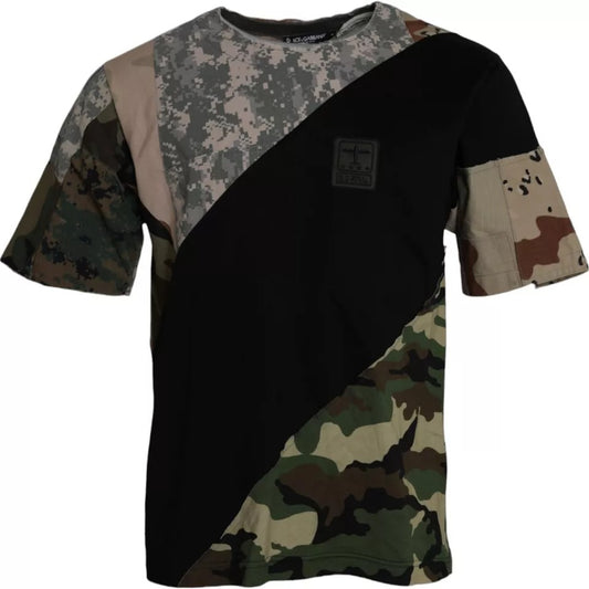 Dolce & Gabbana Multicolor Camouflage Baumwolle Rundhalsausschnitt Männer T-shirt