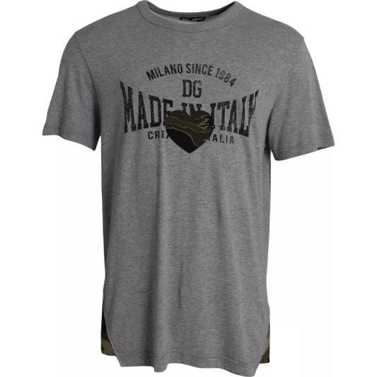 Dolce &amp; Gabbana Grey cotton crew neck T-shirt with graphic print