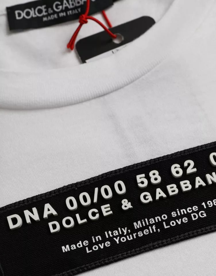 Dolce &amp; Gabbana White Cotton DG Applique Men Casual T-Shirt