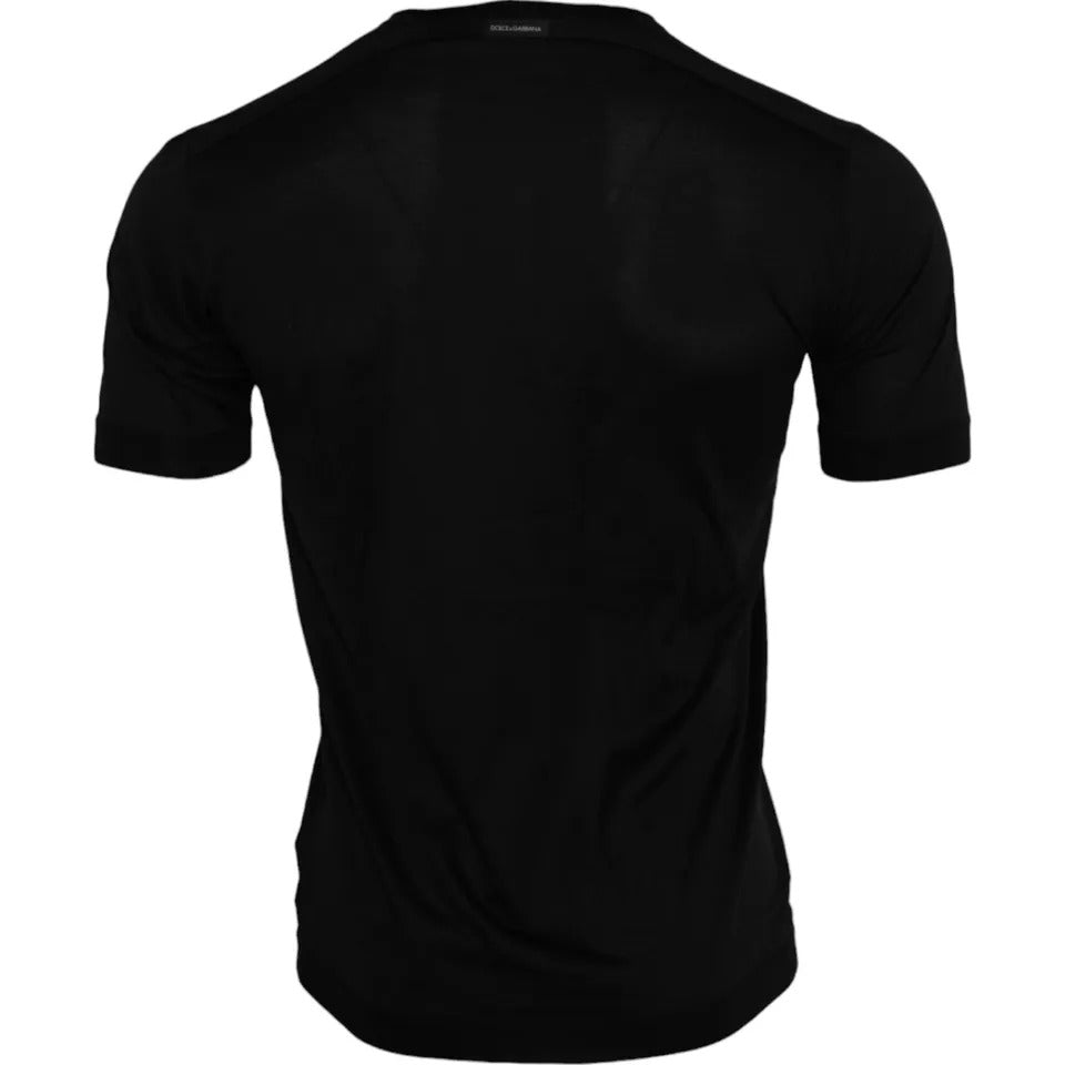 Dolce &amp; Gabbana Black Silk Crew Neck Short Sleeve T-Shirt