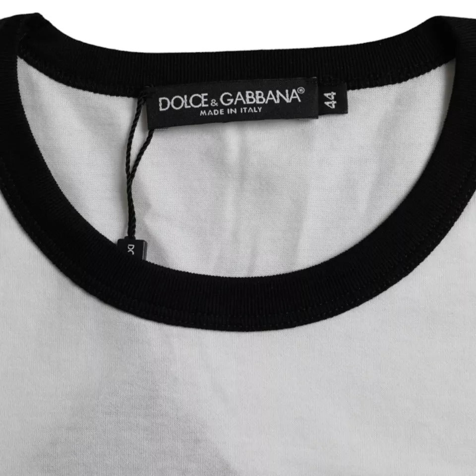 Dolce &amp; Gabbana Black White Jazz Print Cotton Short Sleeve T-Shirt