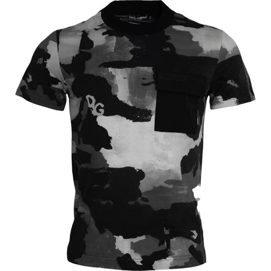 Dolce & Gabbana Multicolor-Camouflage-T-Shirt aus Baumwolle mit Rundhalsausschnitt