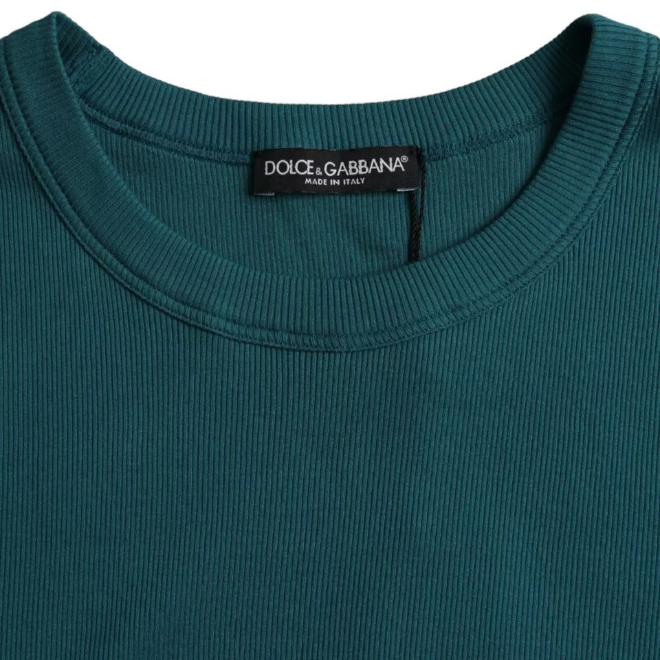 Dolce &amp; Gabbana Blue Green Cotton Round Neck Short Sleeve T-Shirt