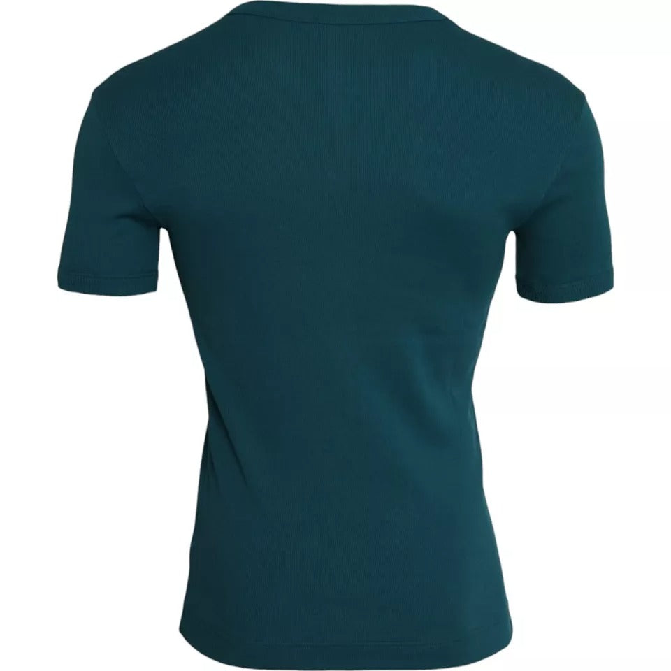 Dolce &amp; Gabbana Blue Green Cotton Round Neck Short Sleeve T-Shirt