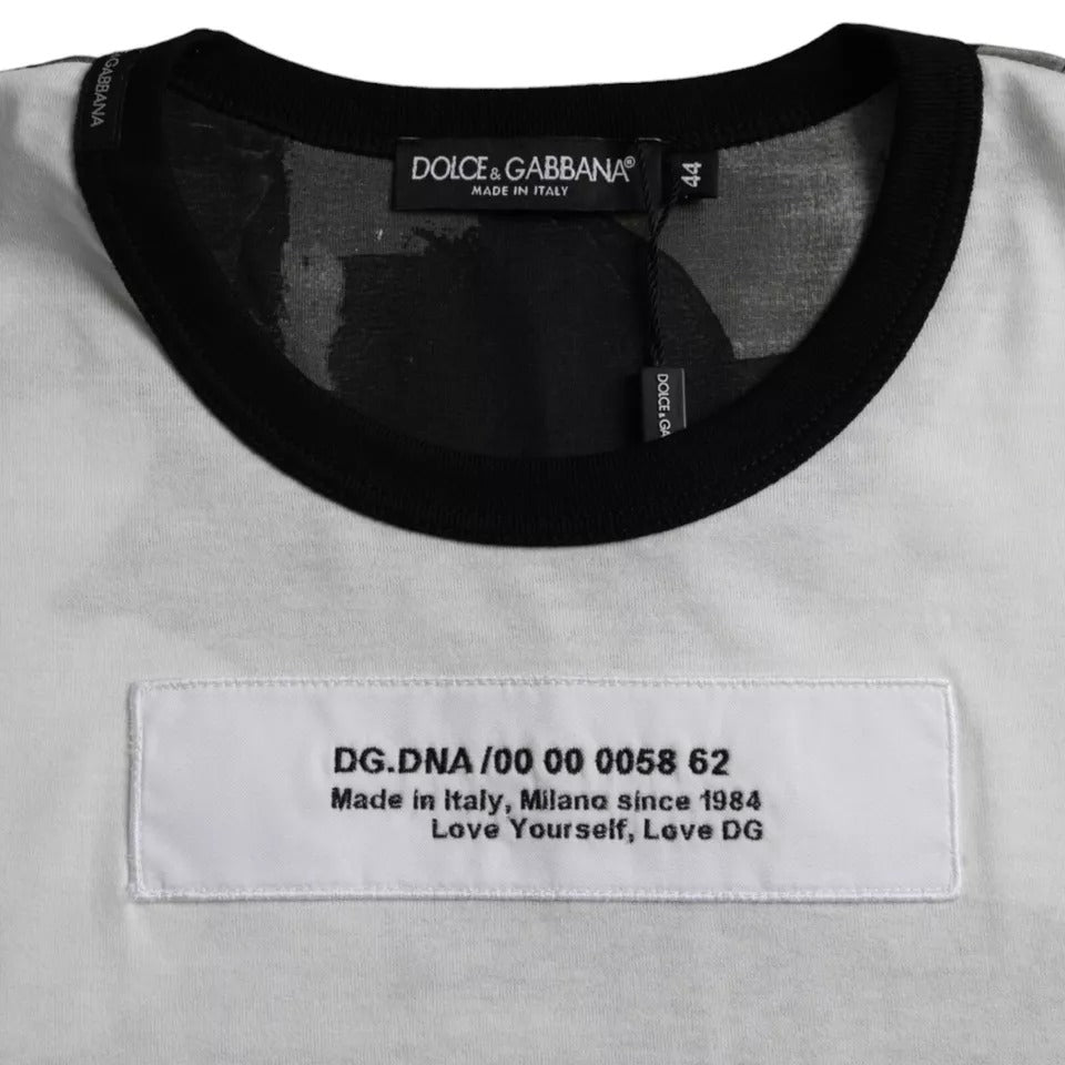 Dolce &amp; Gabbana Black White Camouflage Round Neck T-Shirt