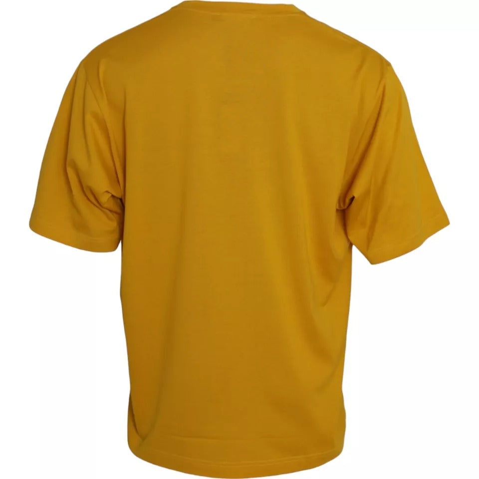 Dolce &amp; Gabbana Dark Yellow Logo Cotton Crew Neck T-Shirt