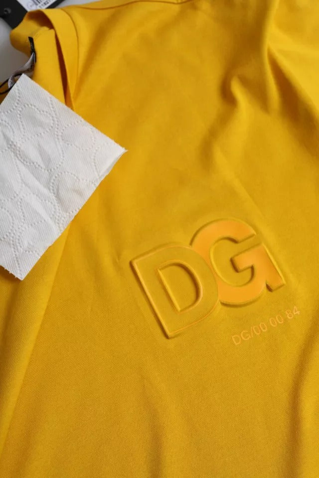 Dolce &amp; Gabbana Dark Yellow Logo Cotton Crew Neck T-Shirt