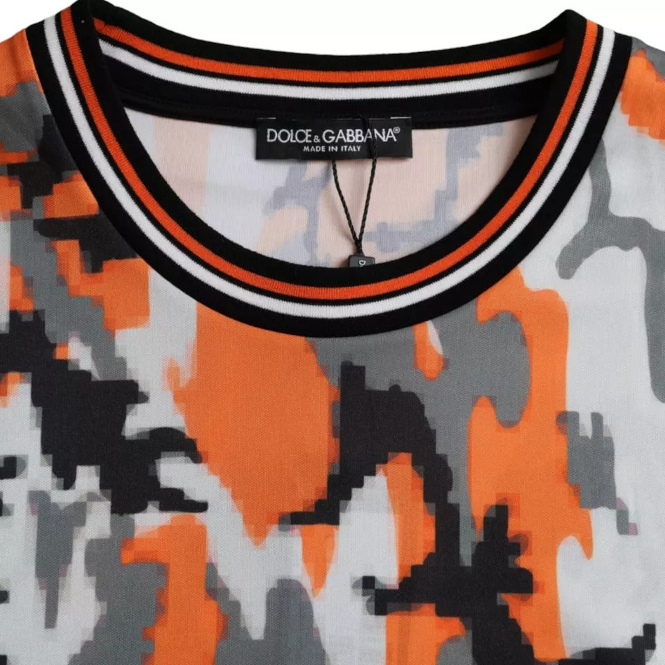 Dolce &amp; Gabbana Multicolor Camouflage Cotton Round Neck Men's T-shirt