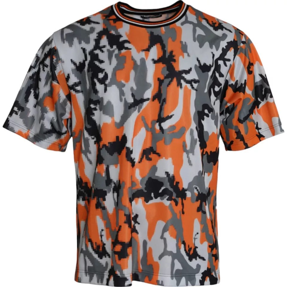 Dolce &amp; Gabbana Multicolor Camouflage Cotton Round Neck Men's T-shirt