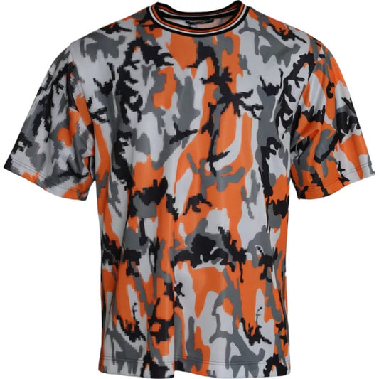 Dolce & Gabbana Multicolor Camouflage Baumwolle Rundhalsausschnitt Männer T-shirt