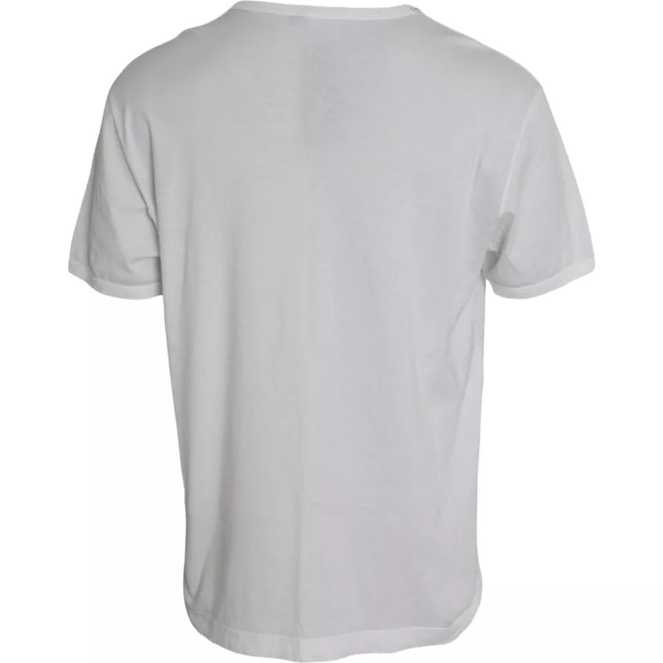 Dolce &amp; Gabbana White cotton crew neck T-shirt with embossed logo