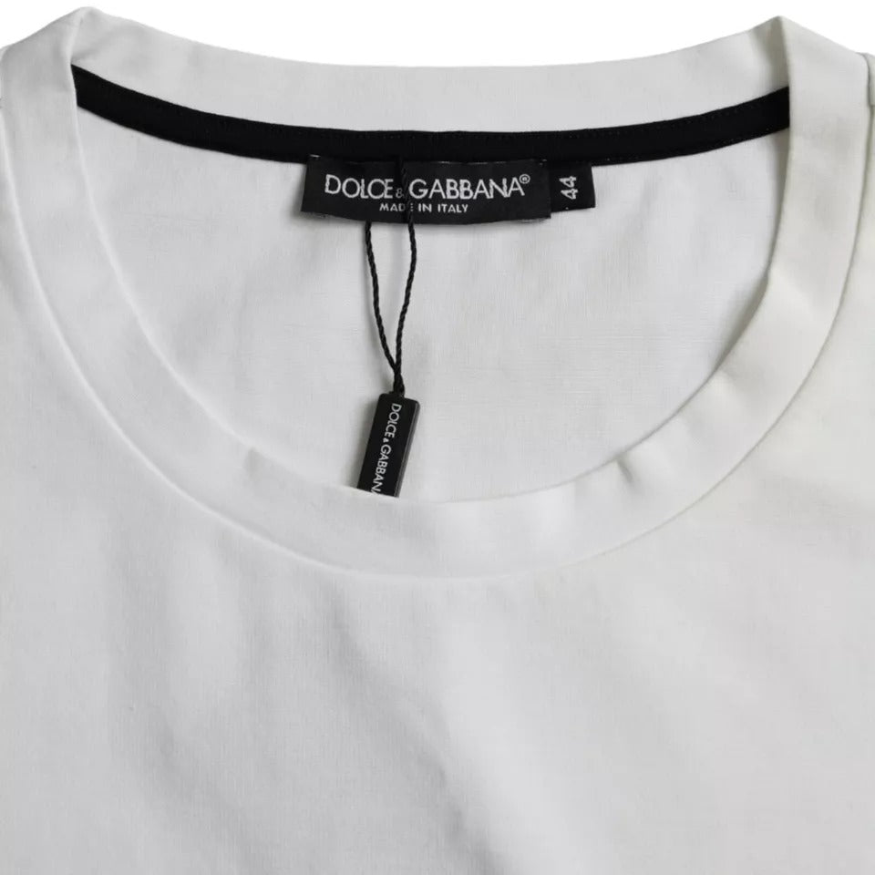 Dolce & Gabbana Weißes T-Shirt mit roten Lippen aus Baumwolle für Männer