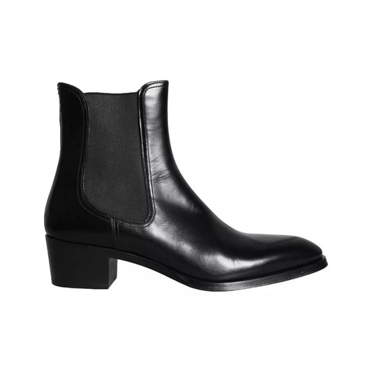 Dolce & Gabbana Schwarze Leder Chelsea-Stiefel Männer Schuhe