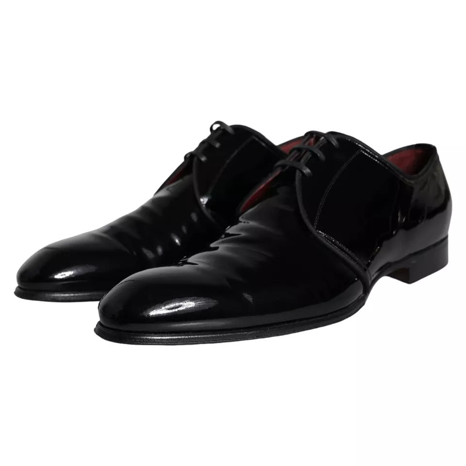 Dolce & Gabbana Schwarzes Lackleder Derby Herren Anzugschuhe