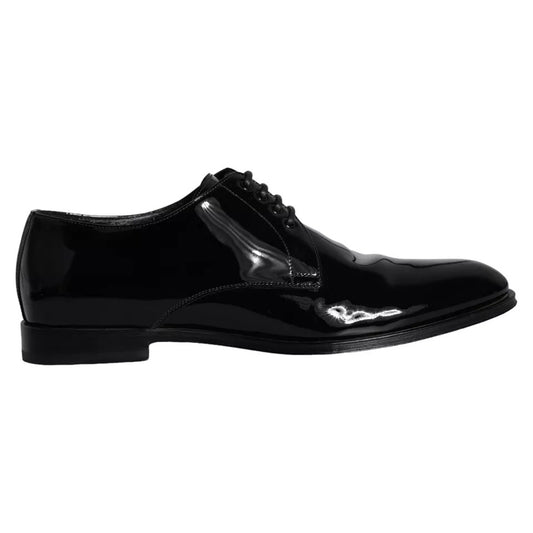 Dolce & Gabbana Schwarzes Kalbsleder Derby Herren Anzugschuhe