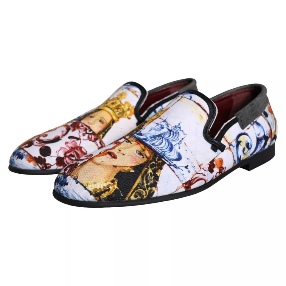 Dolce & Gabbana Multicolor Madonna Majolika Amalfi Männer Loafers Schuhe