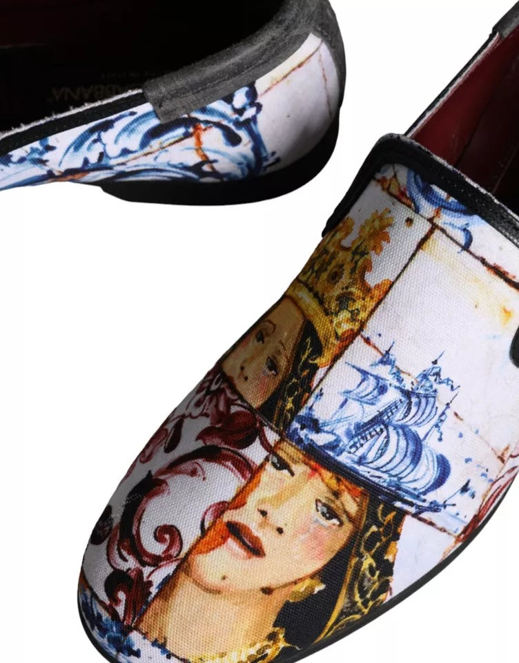 Dolce & Gabbana Multicolor Madonna Majolika Amalfi Männer Loafers Schuhe