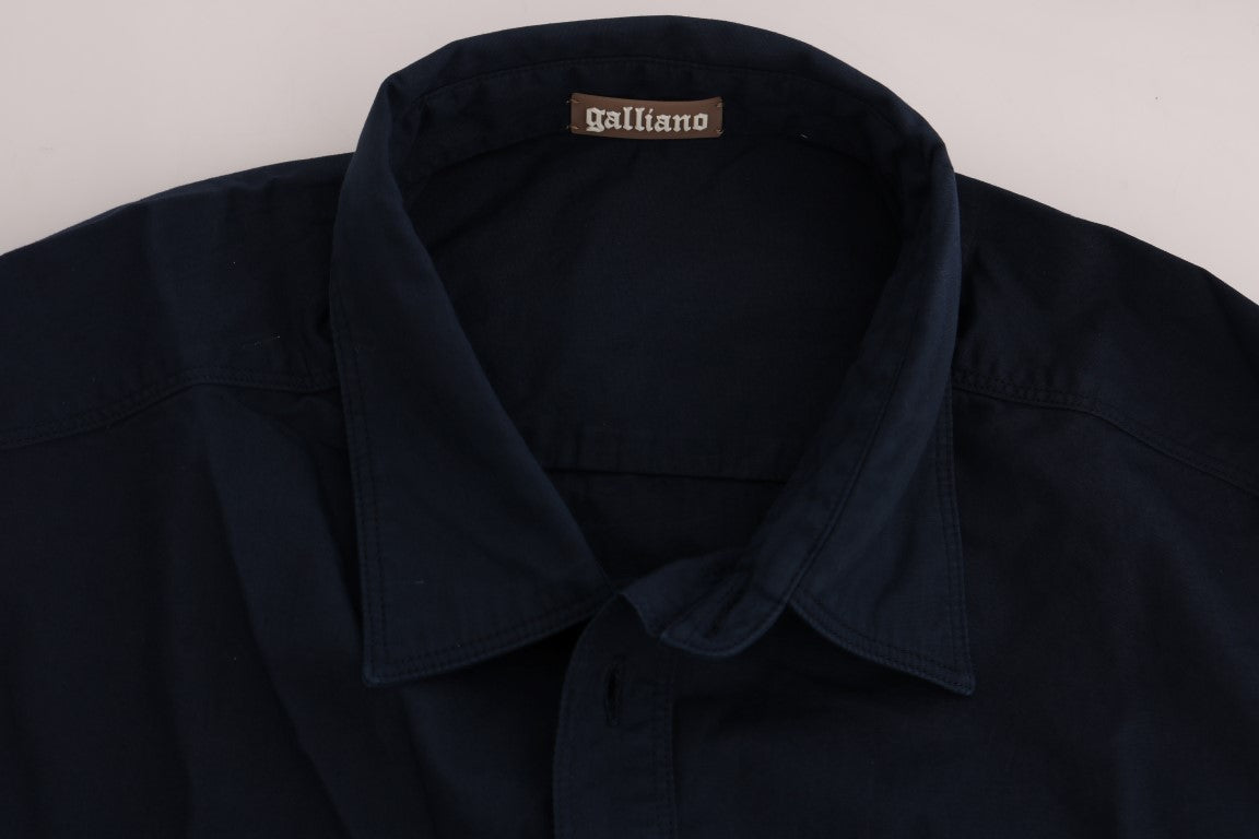 John Galliano Elegantes blaues Freizeithemd aus Baumwolle