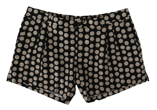 Dolce &amp; Gabbana Black White Polka Dots puuvillaiset pellavashortsit