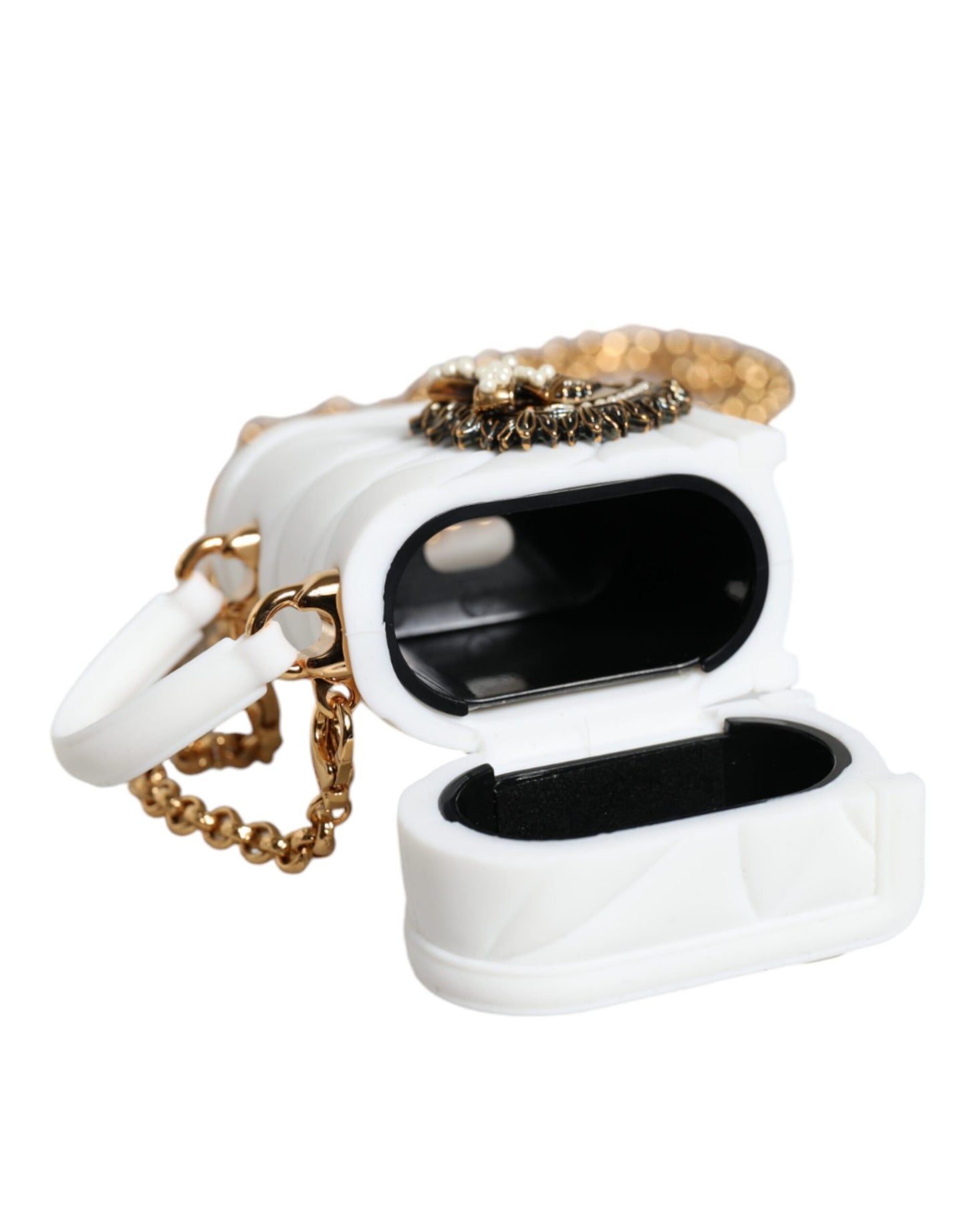 Dolce & Gabbana Weiß Silikon Hingabe Herz Abdeckung Hand Tasche Airpod Fall