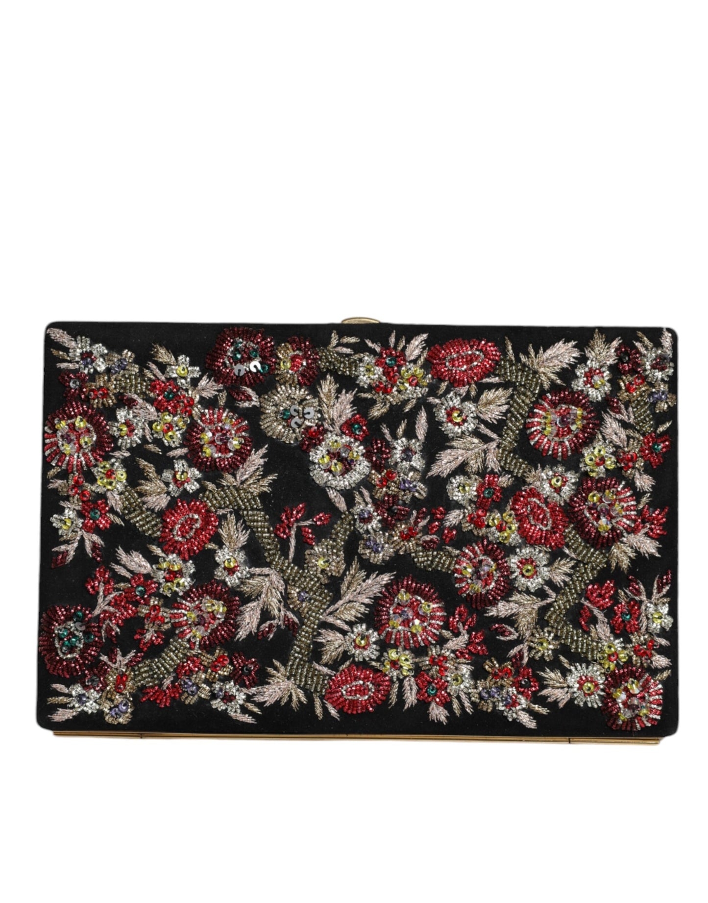 Dolce & Gabbana Multicolor Floral Gold Frame Clutch Abend Handtasche