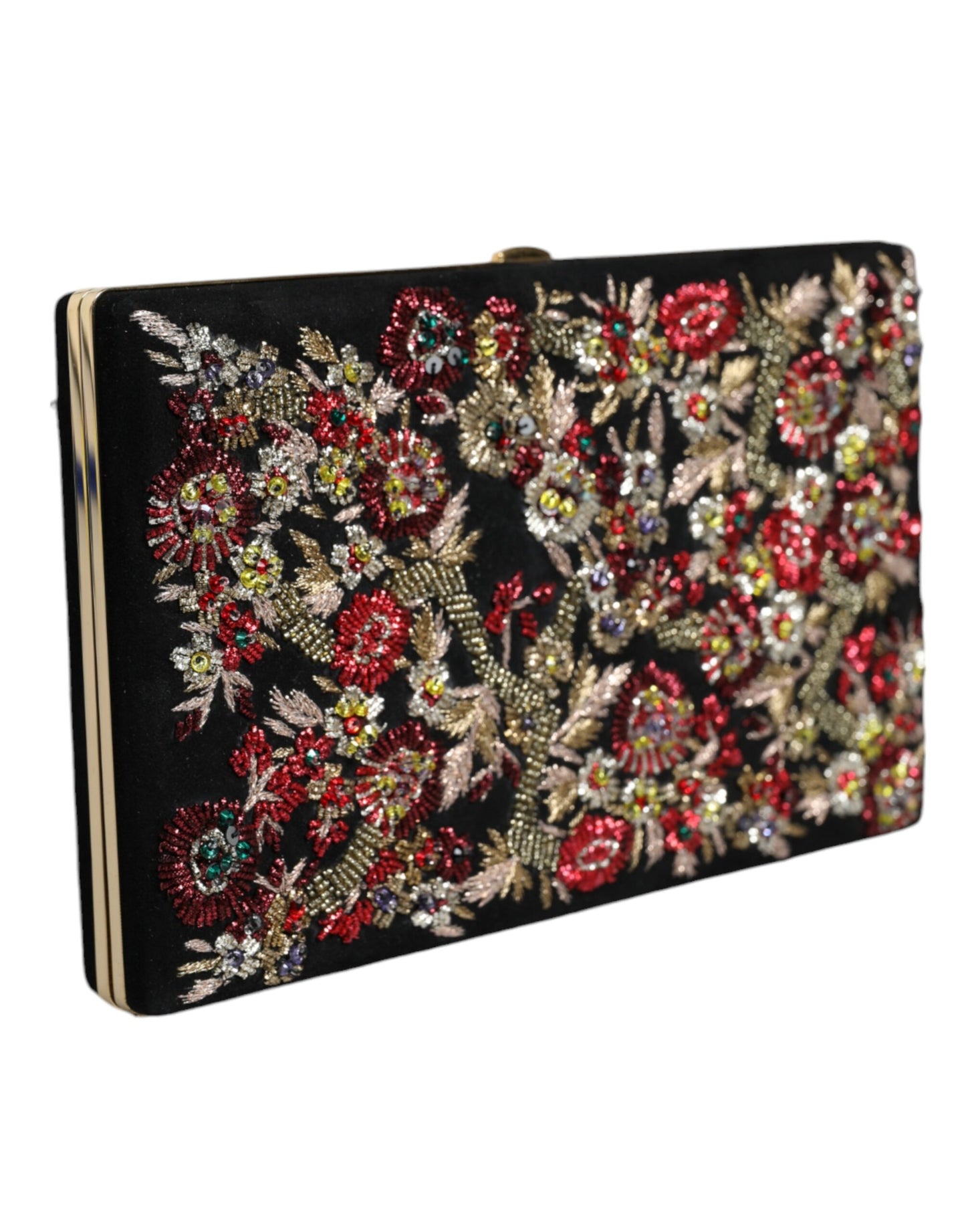 Dolce & Gabbana Multicolor Floral Gold Frame Clutch Abend Handtasche