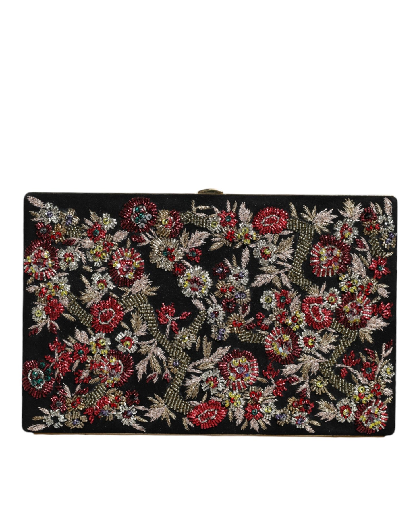 Dolce & Gabbana Multicolor Floral Gold Frame Clutch Abend Handtasche