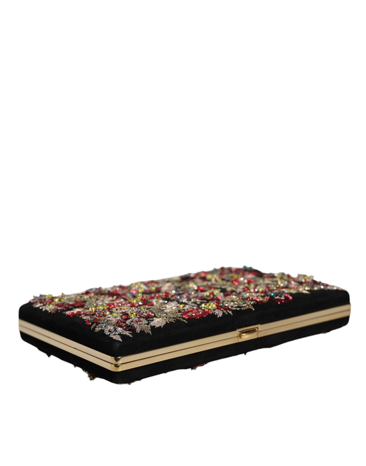 Dolce & Gabbana Multicolor Floral Gold Frame Clutch Abend Handtasche