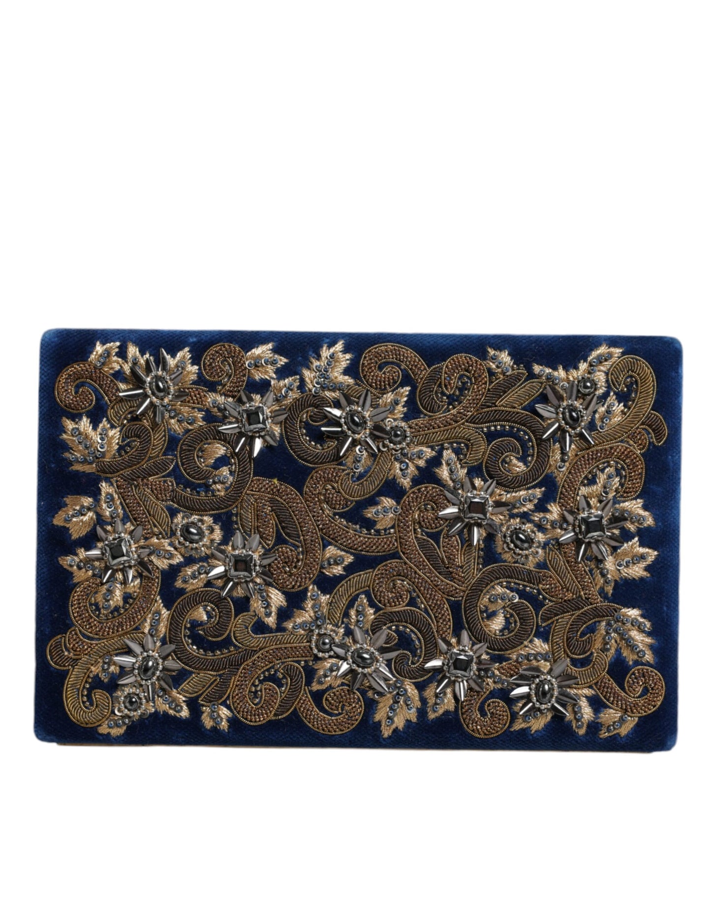 Dolce & Gabbana Blau Samt Gold Rahmen Kupplung Abend Party Handtasche