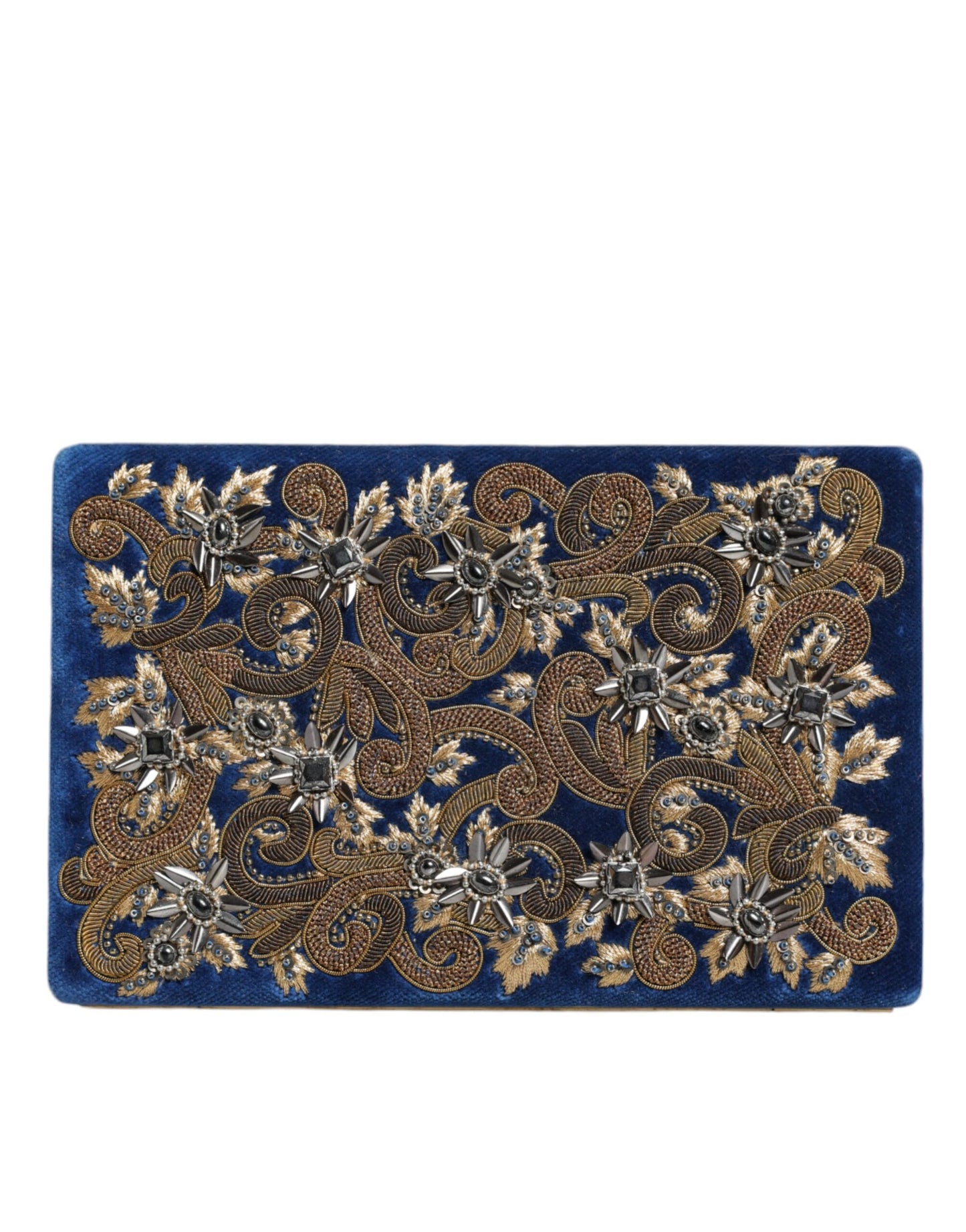 Dolce & Gabbana Blau Samt Gold Rahmen Kupplung Abend Party Handtasche