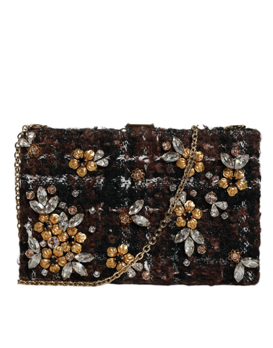 Dolce & Gabbana Multicolor Tweed Floral Clutch Abend Party Geldbörse CrossBody Tasche