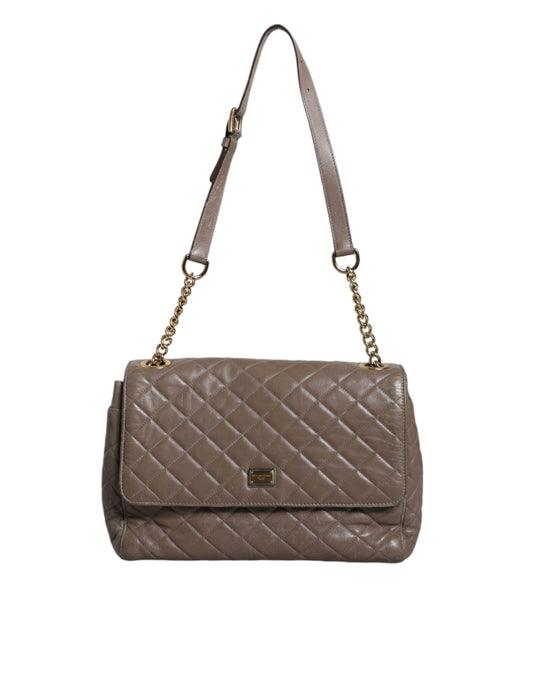 Dolce &amp; Gabbana Brown Quilted Leather Shoulder Purse Satchel Bag