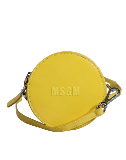 MSGM keltainen nahkalogo Crossbody Sling olkalaukku