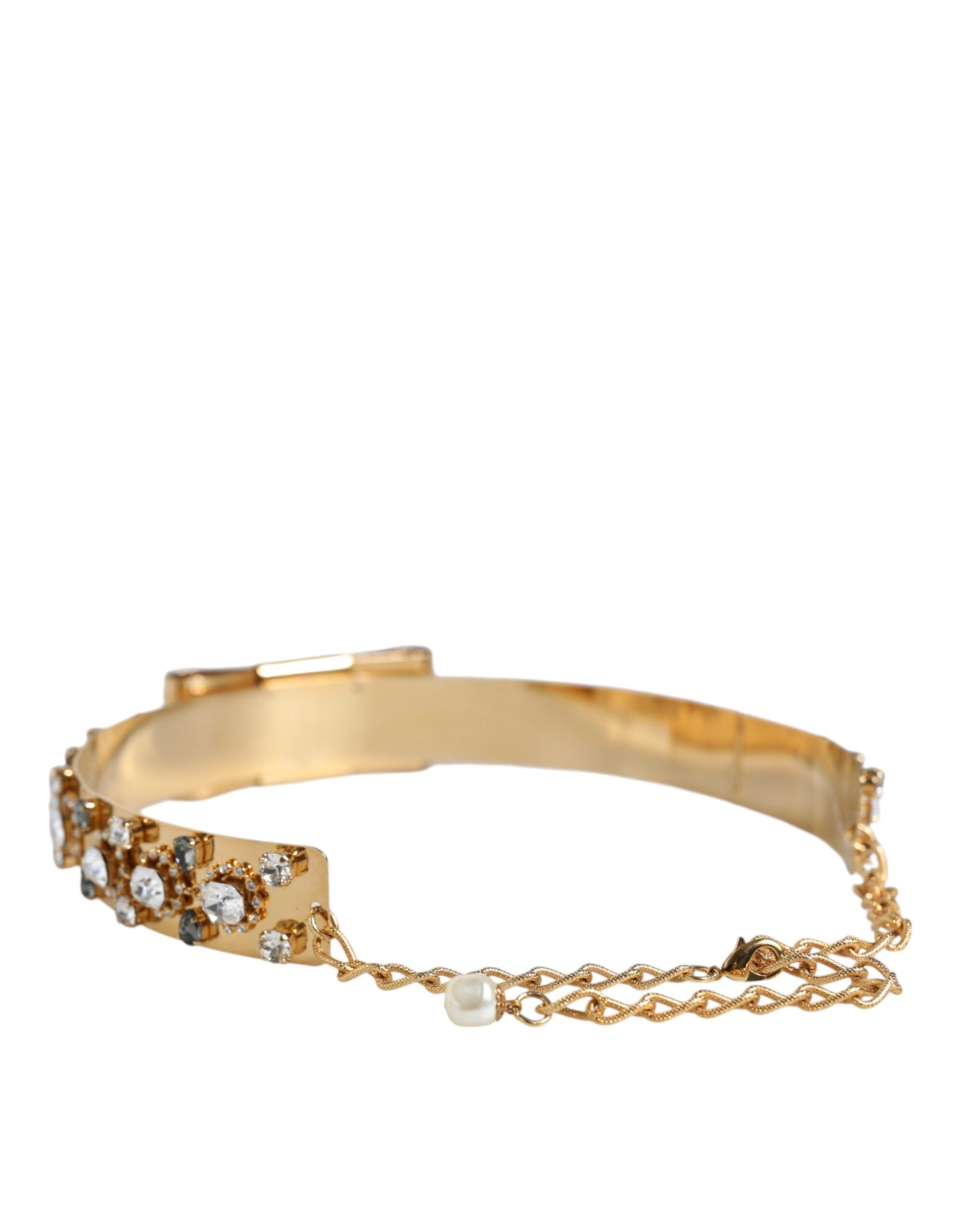 Dolce & Gabbana Gold Tone Crystal verschönert Frauen Taille Kette Gürtel