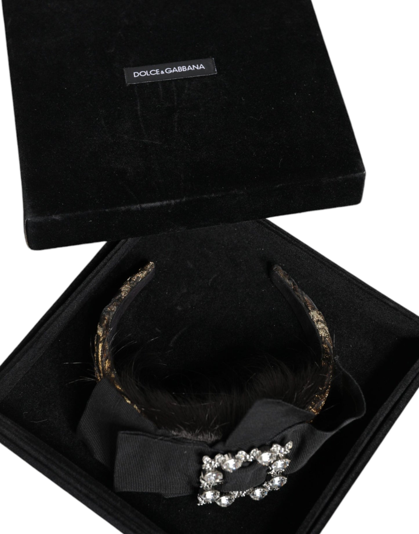 Dolce & Gabbana Schwarzes Haar Parrucchiera Kristall Stirnband Diadem