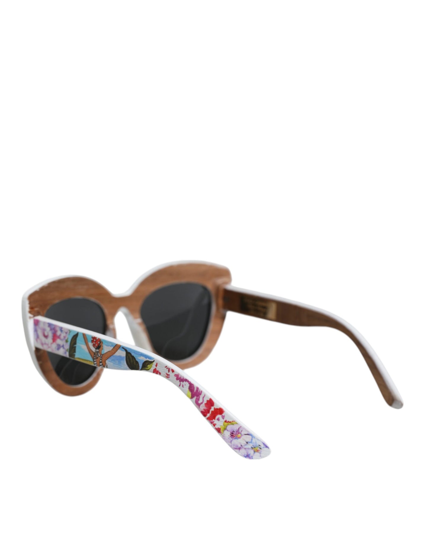 Dolce & Gabbana Multicolor Holz Kristall Messing Rahmen Floral Hand Paint Sonnenbrille